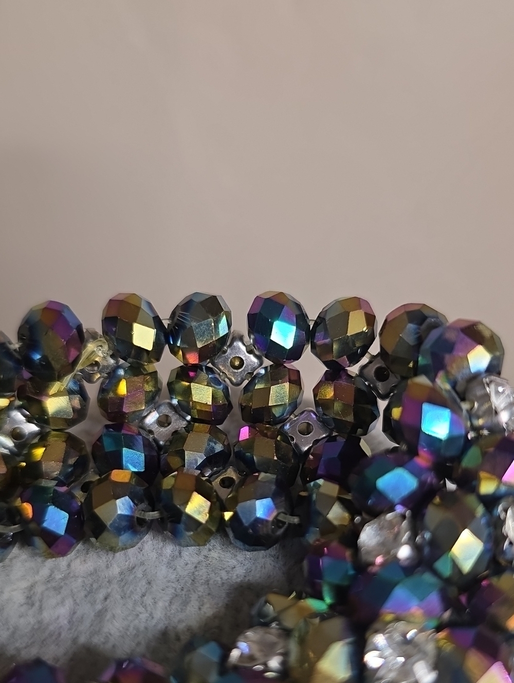 Peacock AB and Clear Crystal Wide Stretch Bracelet - Picture 8 of 8